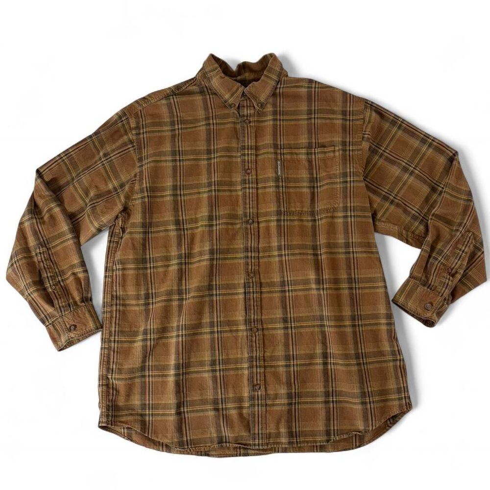 Rustic Columbia Earth Tone Plaid Button-Up flannel